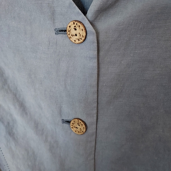 J. Jill Silk Linen Slate Blue Button Front Longline Jacket Lagenlook Layered - Picture 7 of 14